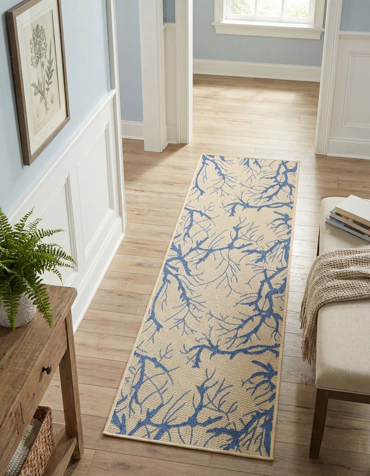 Detail image of 2' x 6' Washable Botanical Indoor / Outdoor Runner Rug