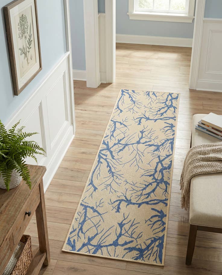 Detail image of 2' x 6' Easy-Clean Botanical Indoor / Outdoor Runner Rug