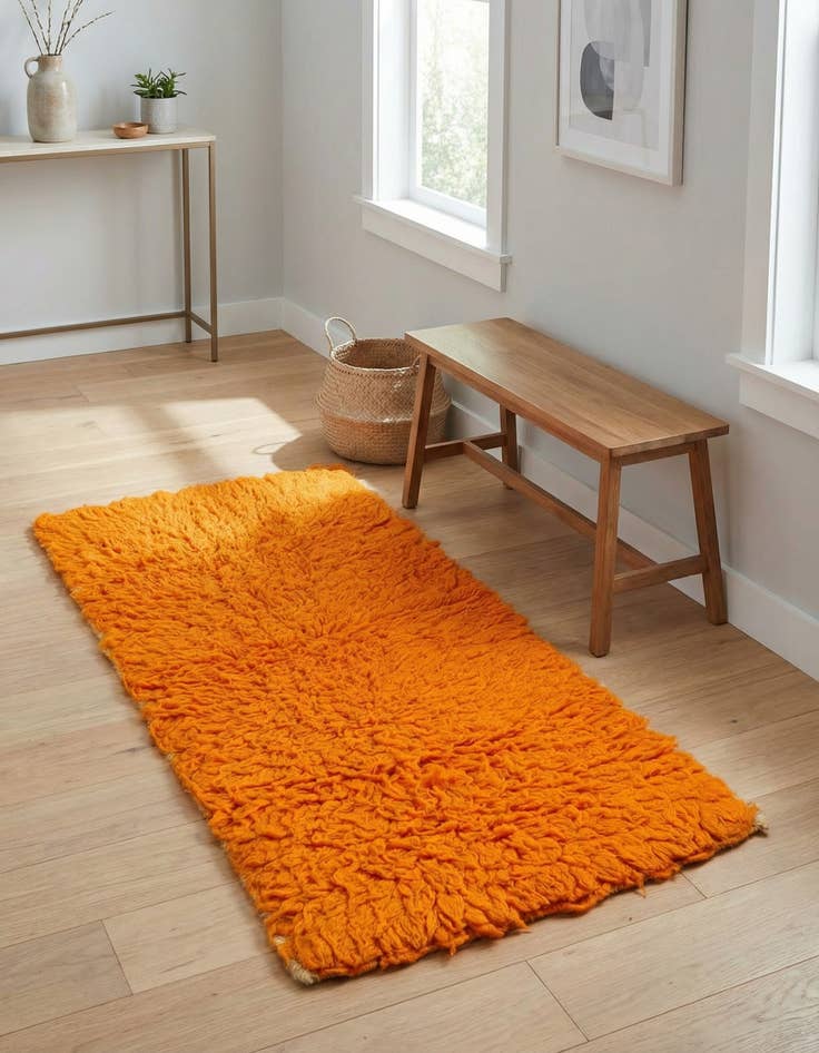 Detail image of 2' 4 x 4' 4 Hand Knotted Moroccan Wool Runner Rug