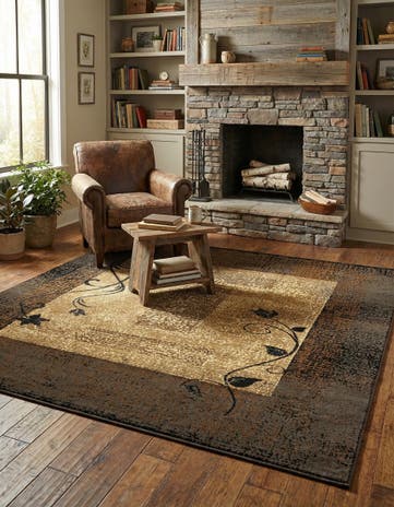 Beige Coffee Shop Square Rug