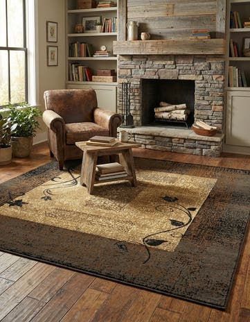 Beige Coffee Shop Square Rug