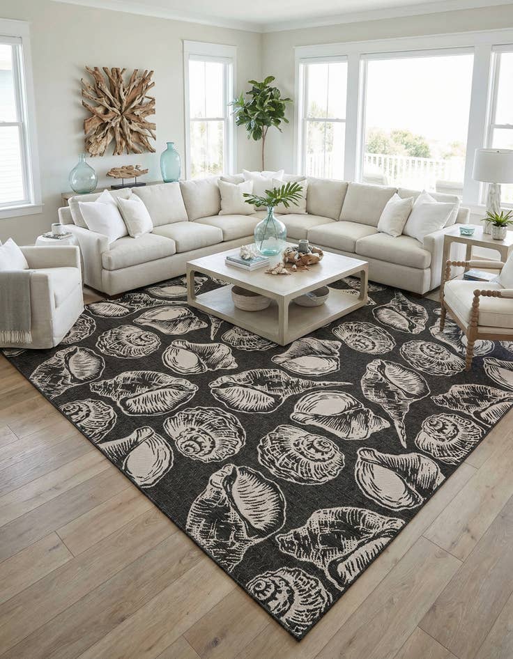Detail image of 13' x 13'  Washable Coastal Indoor / Outdoor Square Rug