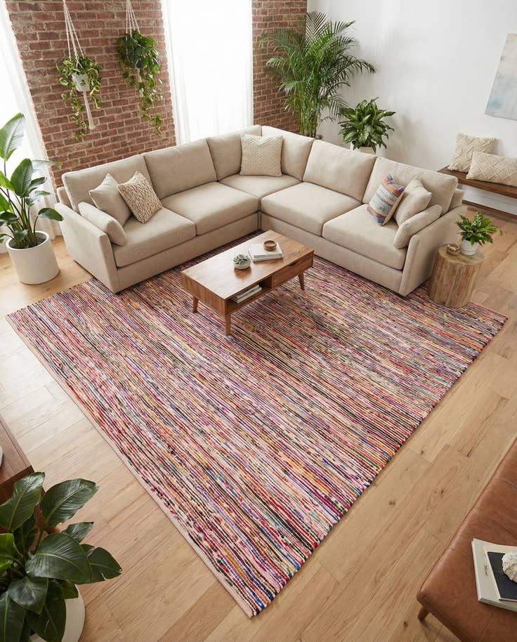 Detailansicht von 305cm x 305cm Handgewebt Chindi Cotton Quadrat Teppich