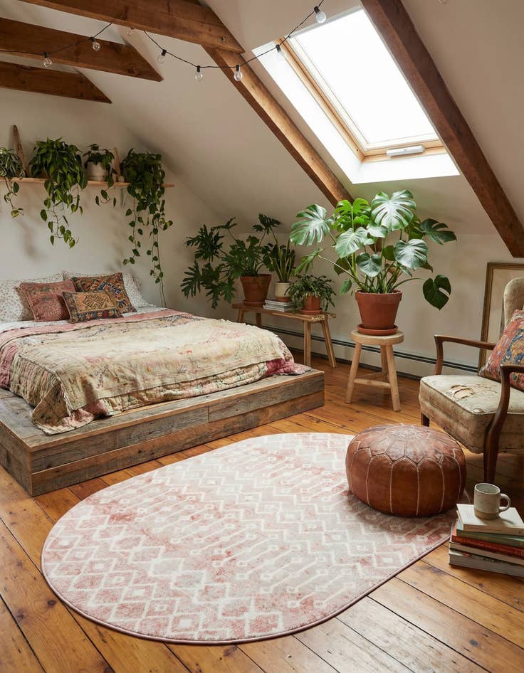 Detail image of 5' 3 x 8' Bohemian Trellis Oval Rug