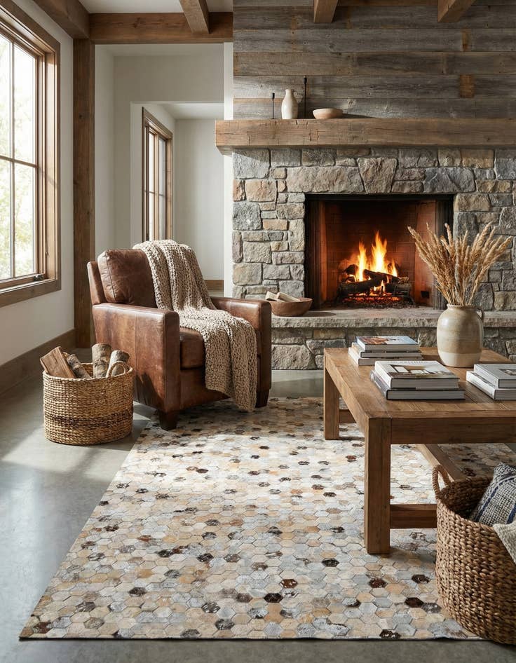 Detail image of 3' 7 x 5' 4 Cowhide Stocks Rug