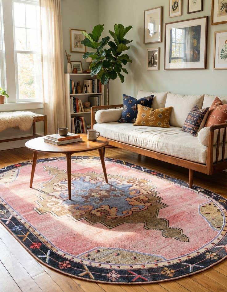 Detail image of 7' 6 x 10' 6 Washable Timeless Oval Rug