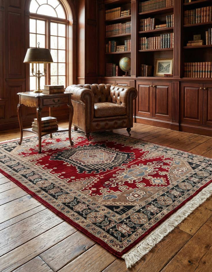 Detail image of 4' 2 x 6' 2 Hand Knotted Lahour Oriental Rug