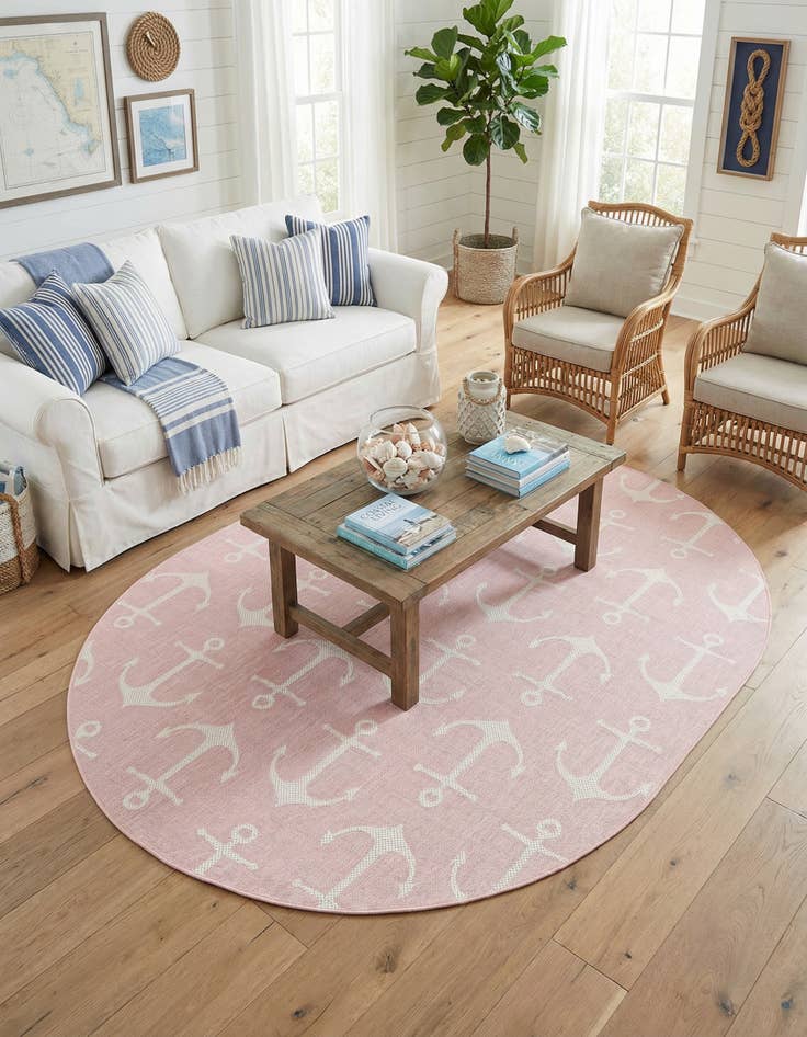 Detail image of 7' 10 x 10' Washable Coastal Indoor / Outdoor Oval Rug