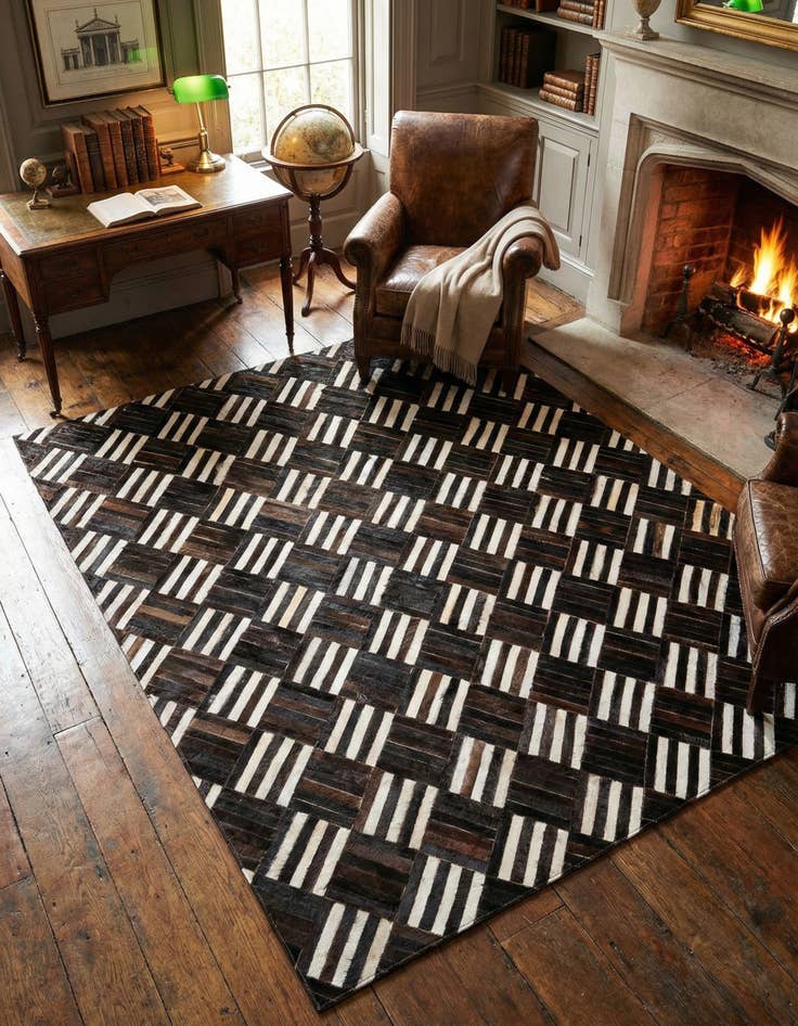 Detail image of 5' 11 x 6' 8 Cowhide Stocks Square Rug