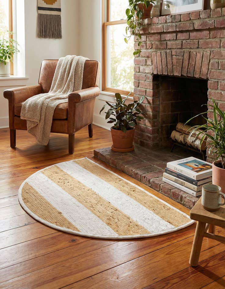 Detail image of 2' 2 x 3' 7 Hand Woven Chindi Rag Hearth Rug