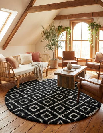 7' 10 x 7' 10 Lattice Shag Round Rug