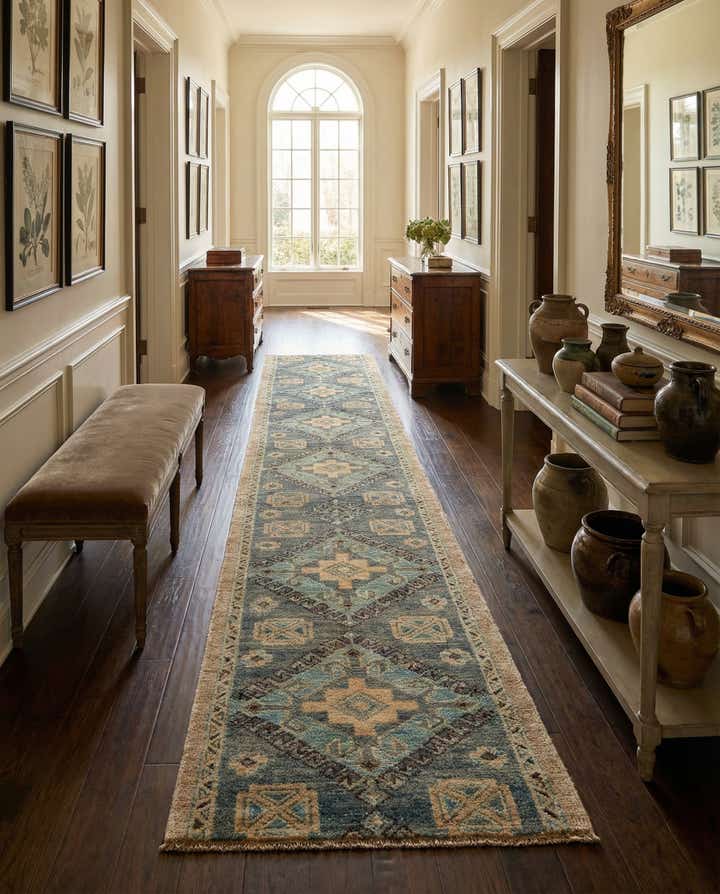 1' 9 x 11' 10 Hand Knotted Oushak Wool Runner Rug