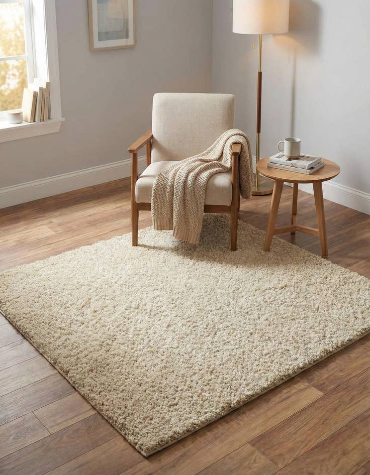 Detail image of 5' 3 x 5' 3 Soft Solid Shag Square Rug