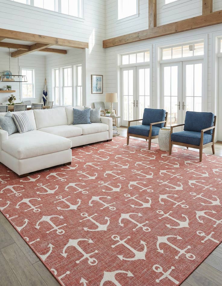 Detail image of 13' x 13'  Washable Coastal Indoor / Outdoor Square Rug