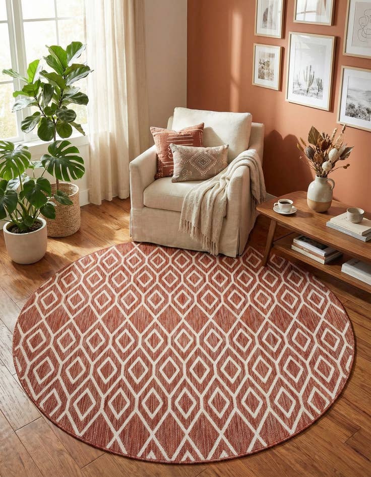 Detail image of 6' 7 x 6' 7 Washable Jill Zarin Turks and Caicos Indoor / Outdoor Round Rug