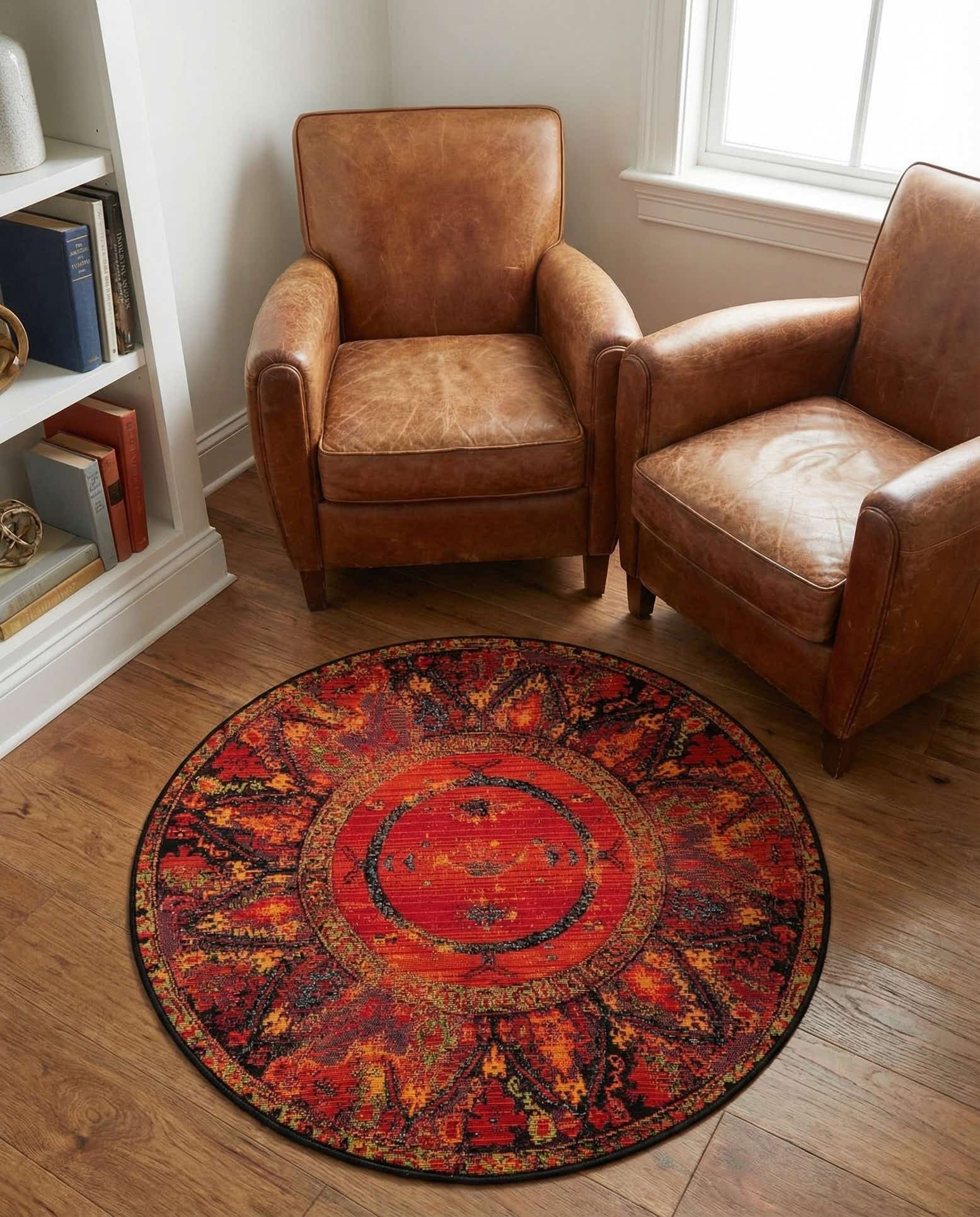 3' x 3' Easy-Clean Tribal Indoor / Outdoor Round Rug