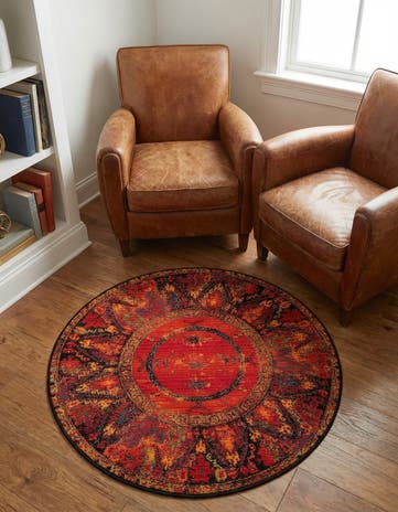 3' x 3' Easy-Clean Tribal Indoor / Outdoor Round Rug