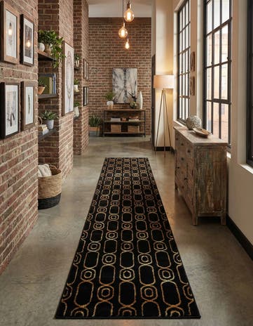 Black and Gold Vogue Geo Runner Rug