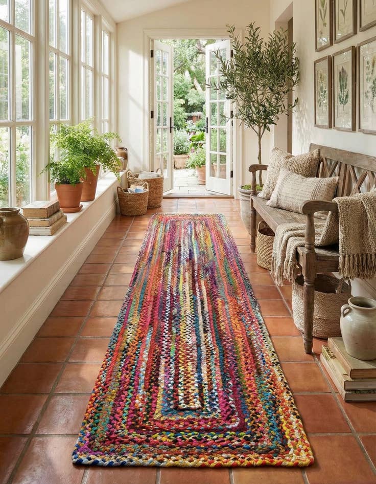 Detail image of  2' 7 x 13' 1  Hand Braided Chindi Runner Rug
