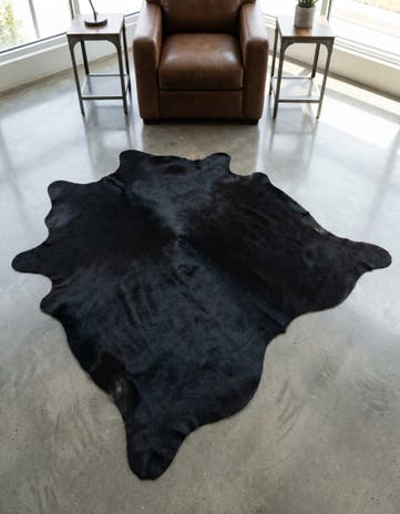 4' 9 x 5' 4 Cowhide Leather Square Rug