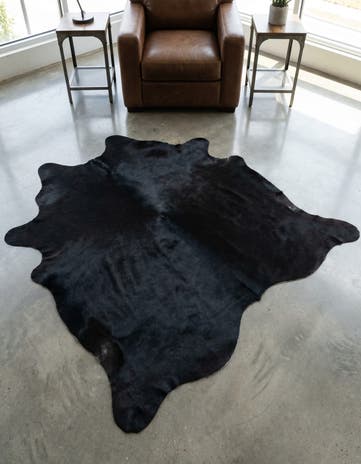 4' 9 x 5' 4 Cowhide Leather Square Rug