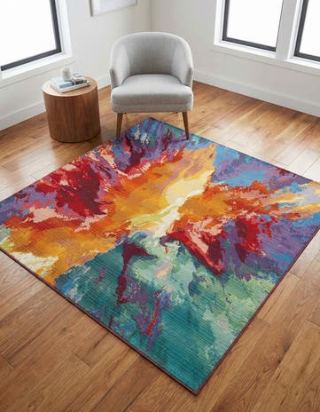 5' 3 x 5' 3 Easy-Clean Modern Indoor / Outdoor Square Rug