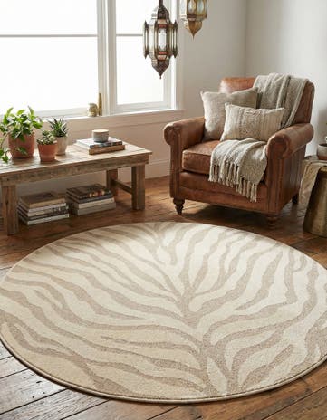 Ivory Contour Round Rug