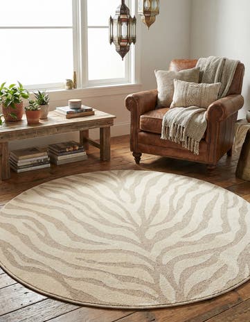 Ivory Contour Round Rug