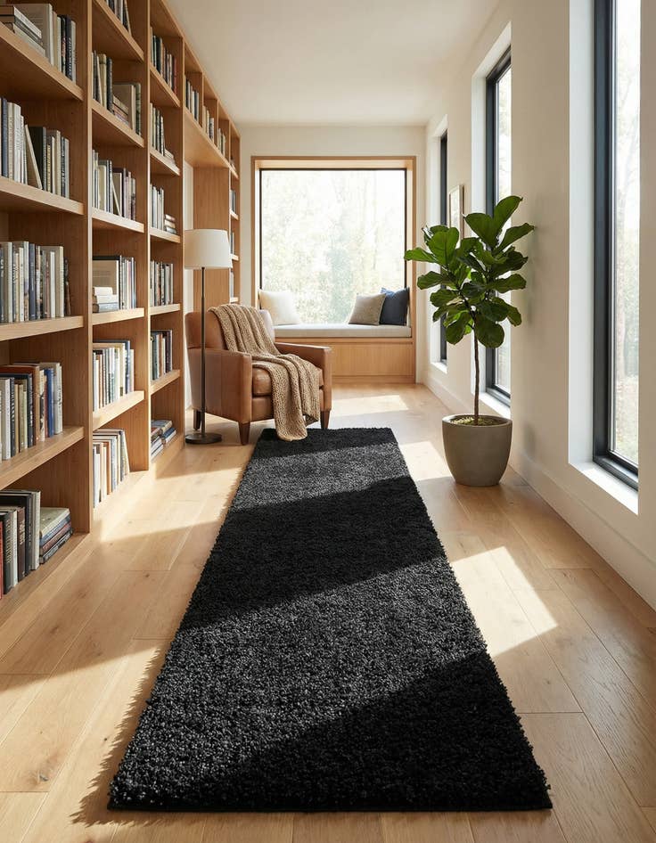 Detail image of 2' 7 x 13' Solid Shag Runner Rug