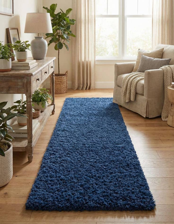 Detail image of 2' x 6' 5 Solid Shag Runner Rug