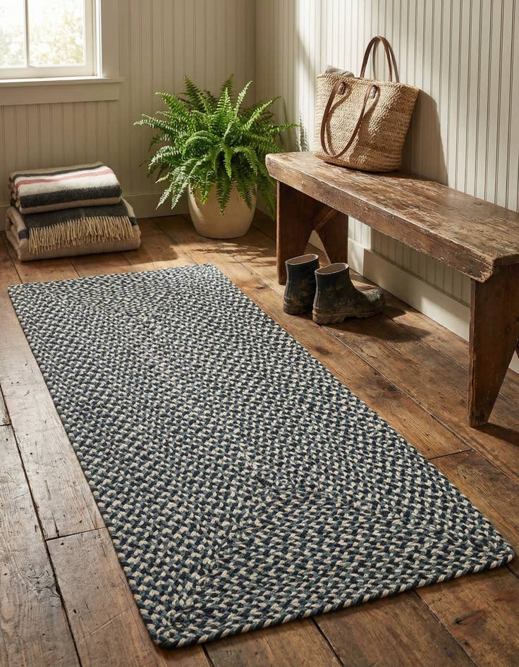 Detail image of 2' x 4' 1 Handmade Tweed Braided Jute Runner Rug