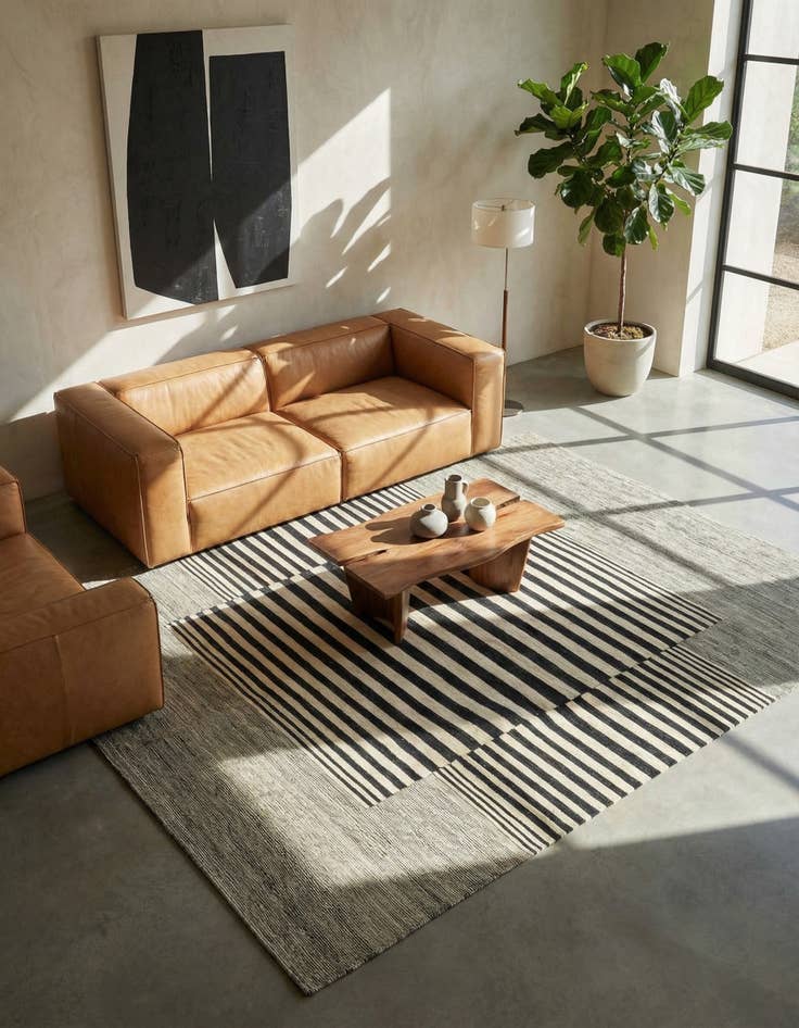 Detail image of 6' x 7' 6 Hand Woven Kilim Modern Wool Square Rug