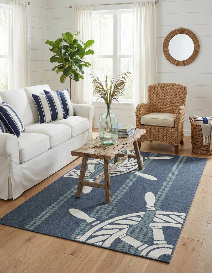 Detail image of 5' 3 x 8' Washable Coastal Indoor / Outdoor Rug