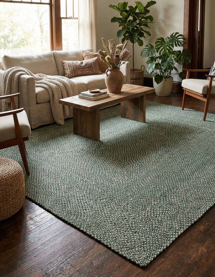 Detail image of 7' 10 x 10' Handmade Tweed Braided Jute Rug