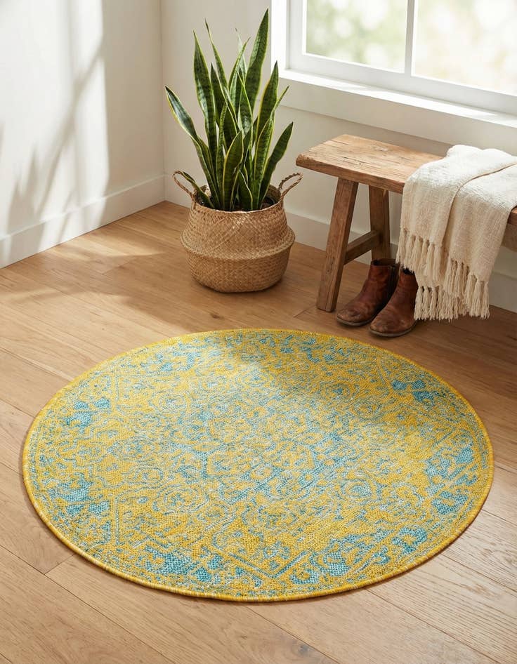Detail image of 3' x 3' Washable Jill Zarin Dubai Indoor / Outdoor Round Rug