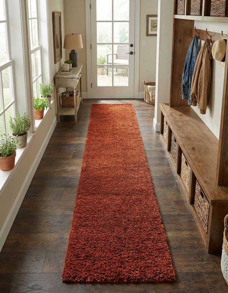 Detail image of 2' 7 x 13' Solid Shag Runner Rug