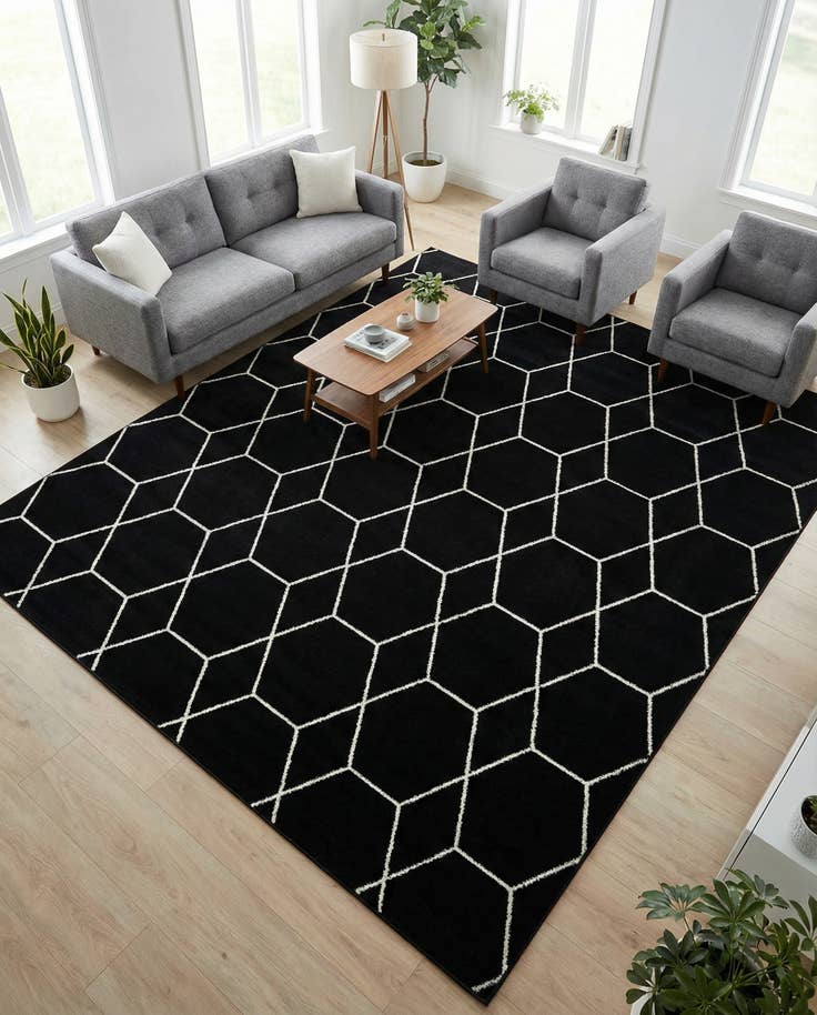 Detail image of 10' x 10' Lattice Frieze Square Rug