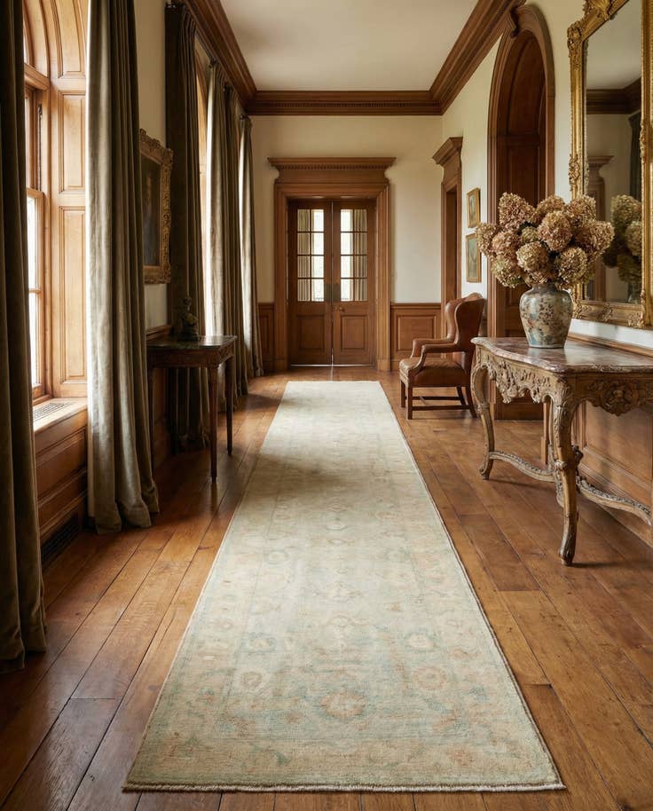 Detail image of 2' 10 x 11' 5 Hand Knotted Oushak Wool Runner Rug