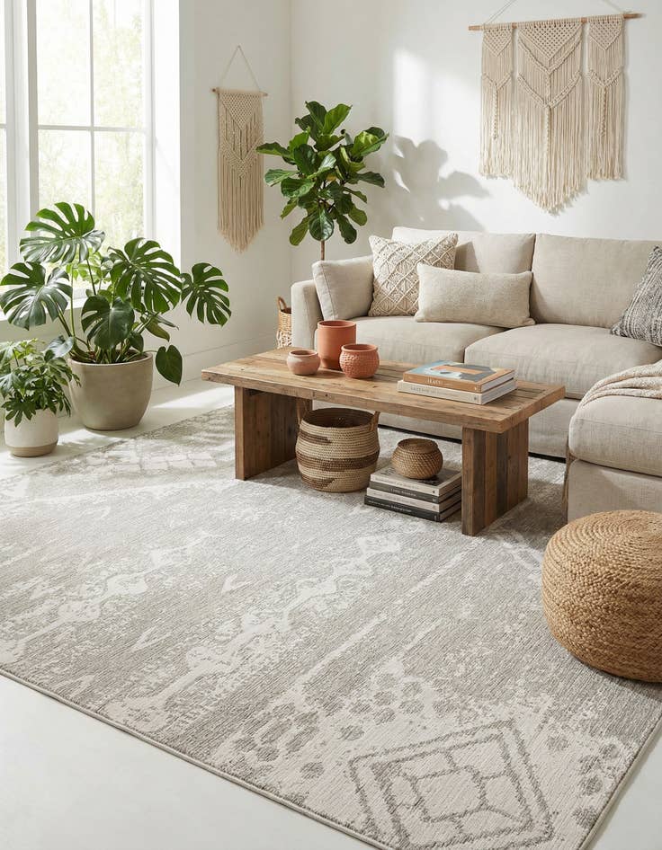 Detail image of 10' x 13'  Washable Bohemian Indoor / Outdoor Rug