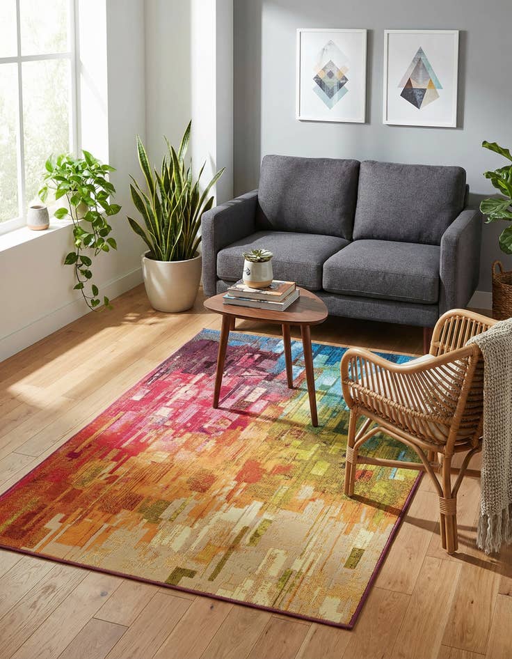 Detail image of 3' 3 x 5' 3  Washable Modern Indoor / Outdoor Rug