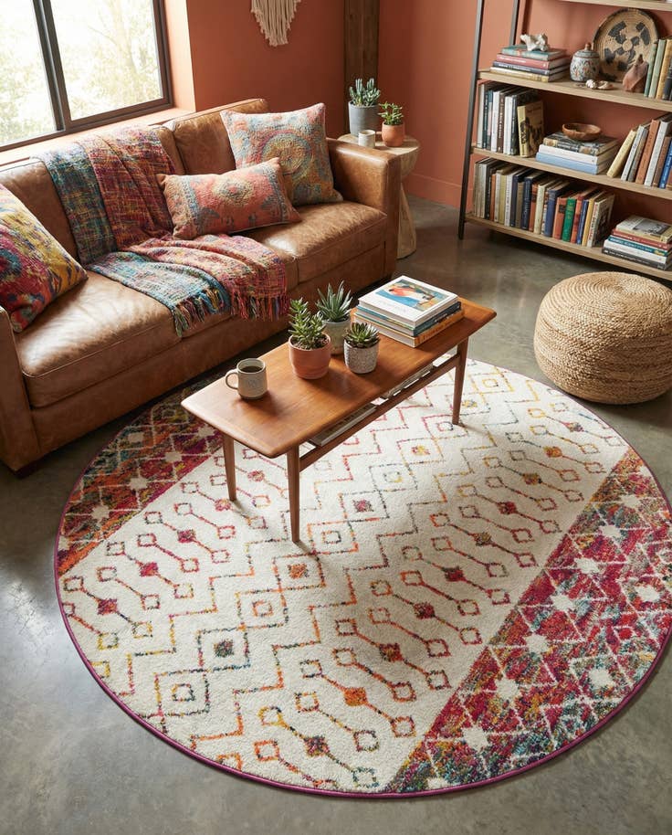 Detail image of 6' x 6' Moroccan Trellis Round Rug