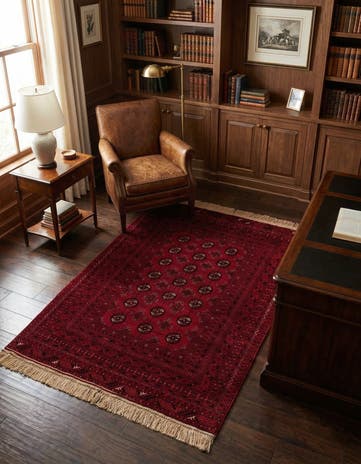 4' 1 x 6' 6 Hand Knotted Afghan Akhche Wool Rug