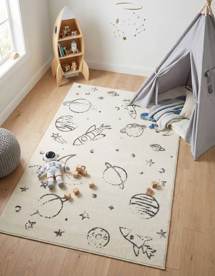 Detail image of 3' 11 x 5' 11 Planets Whimsy Kids Rug