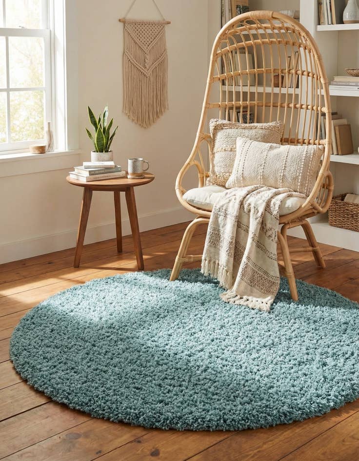 Detail image of 4' x 4' Solid Shag Round Rug