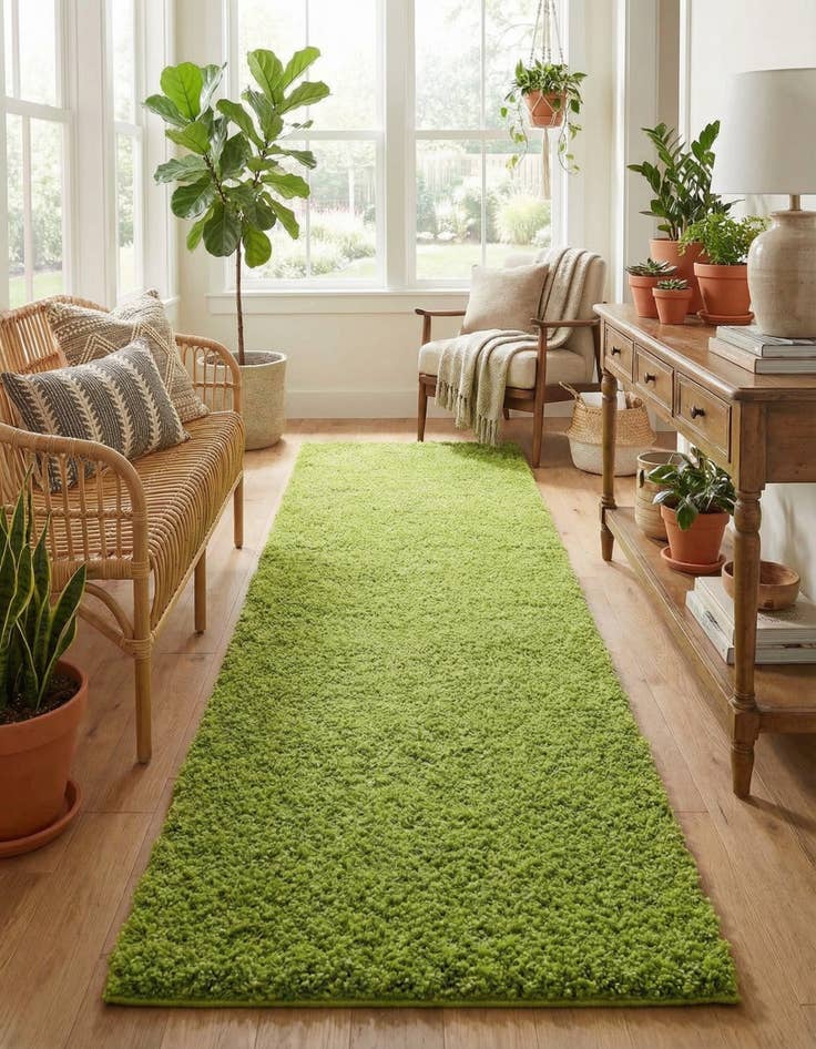 Detail image of 2' 7 x 12' Solid Shag Runner Rug