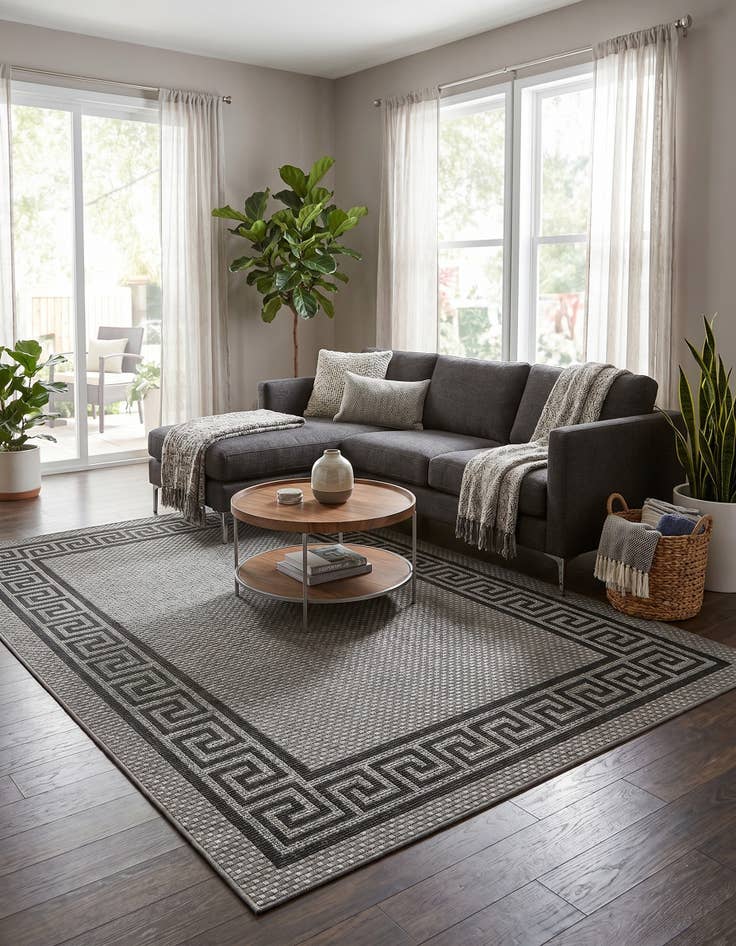 Detail image of 5' 3 x 8' Easy-Clean Border Indoor / Outdoor Rug