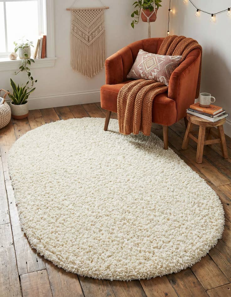 Detail image of 3' x 5' 3 Solid Shag Oval Rug