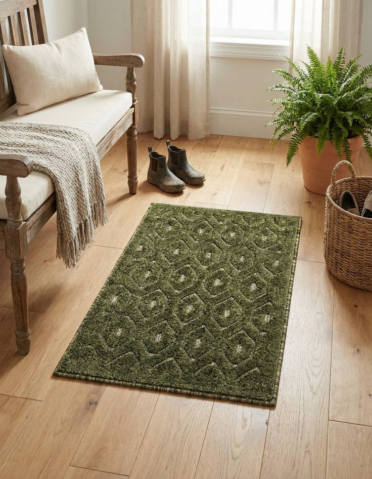 Detail image of 2' x 3' Washable Trellis Textured Indoor / Outdoor Rug
