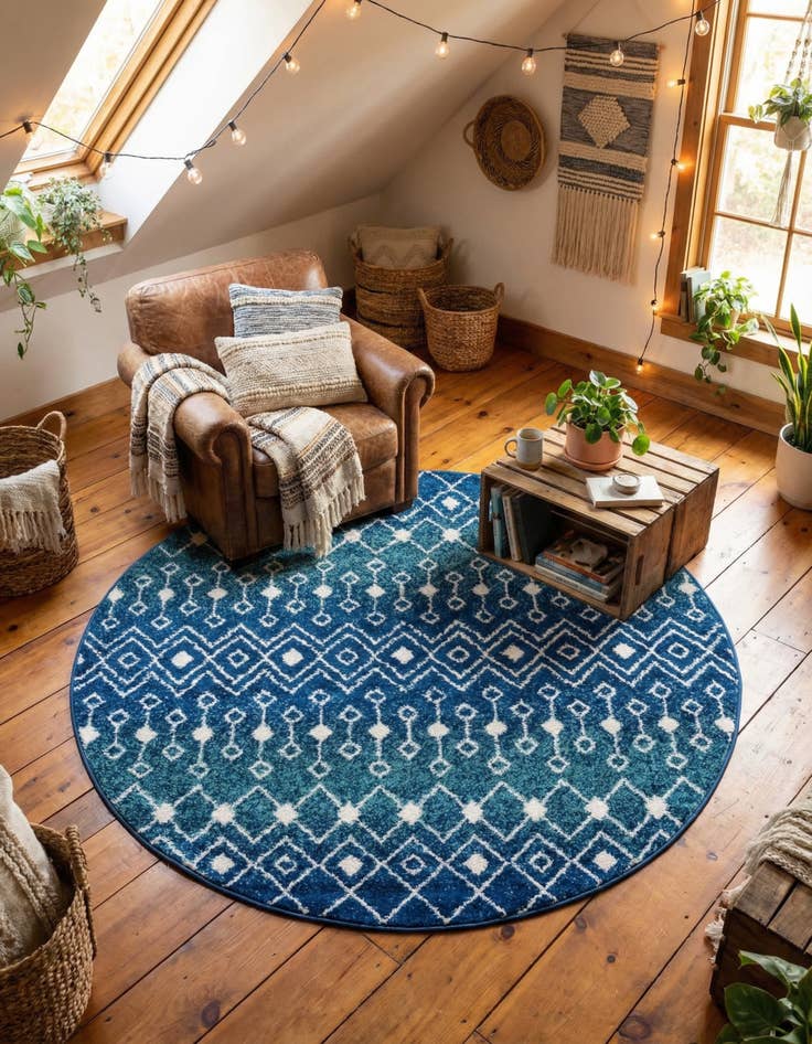 Detail image of 5' 3 x 5' 3 Moroccan Trellis Round Rug