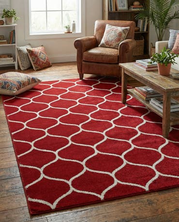  5' 3 x 8' Lattice Frieze Rug